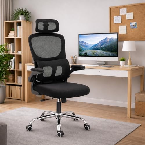 Cadeira de Escritório Premium Ajuste Lombar Apoio de Cabeça Ajustável Ergonômica