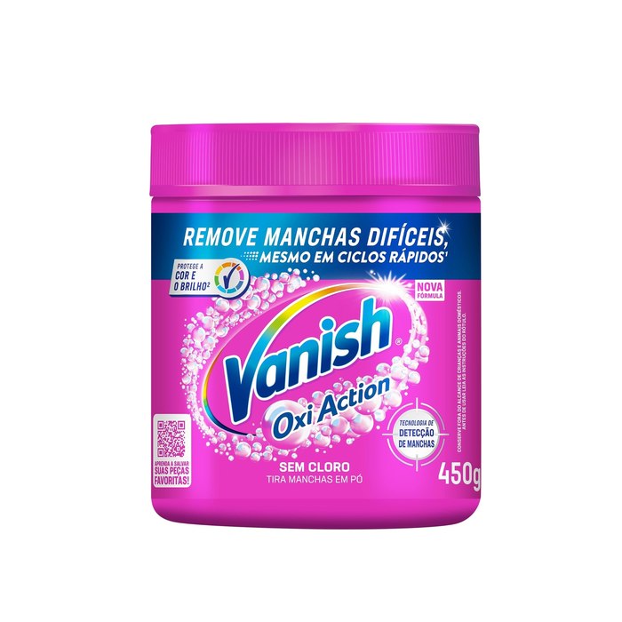 Tira Manchas em Pó Vanish Oxi Action Pink Refil 450g para Roupas Coloridas