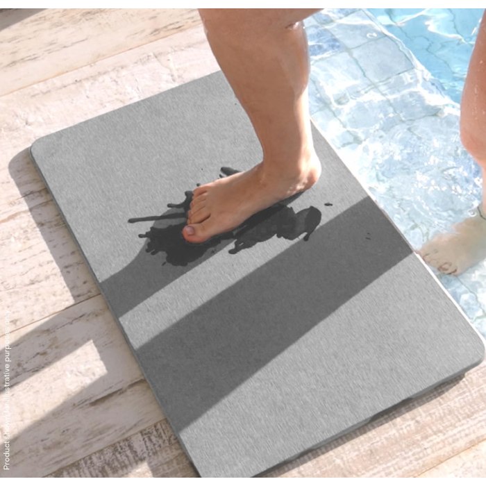 Tapete de Pedra Diatomita Lyor para Banheiro Cinza 60cm x 39cm