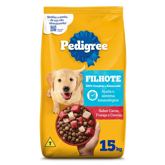 Ração Pedigree Carne Frango e Cereais Cães Filhotes 15kg