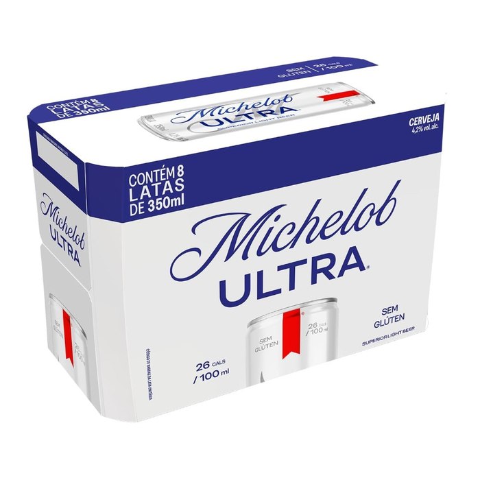 Cerveja Michelob Ultra, Lata 350ml, Pack com 8 unidades