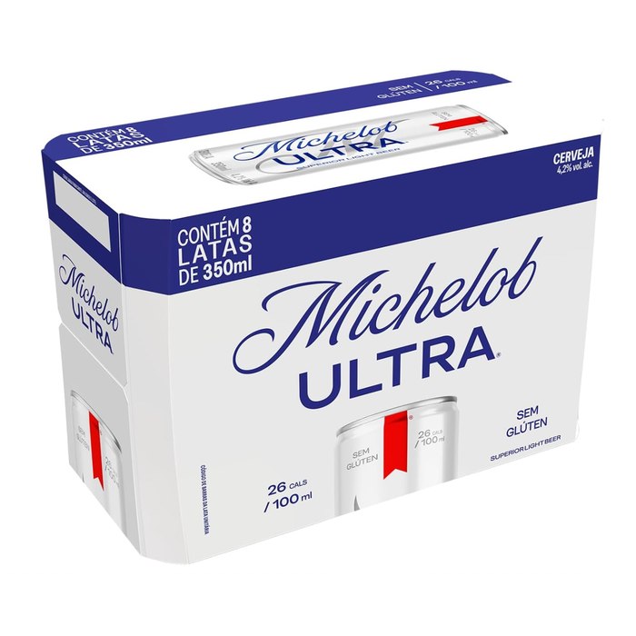 Cerveja Michelob Ultra, Lata 350ml, Pack com 8 unidades