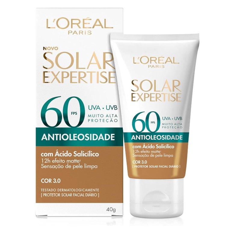 [2 UNIDADES] Protetor Solar Facial L'Oréal Paris Solar Expertise Antioleosidade Fps60 Cor 3.0 Média 40G