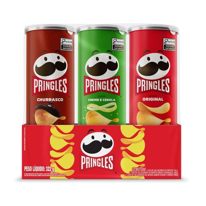 Pringles Pack Promo Salgadinho de Batata Frita 3 Sabores