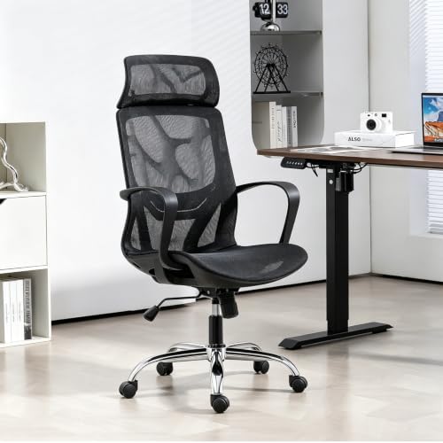 Cadeira de Escritório Ergonômica em Malha, Assento em Formato U, Altura Ajustável Ideal para Escritório e Home Office (Preto)