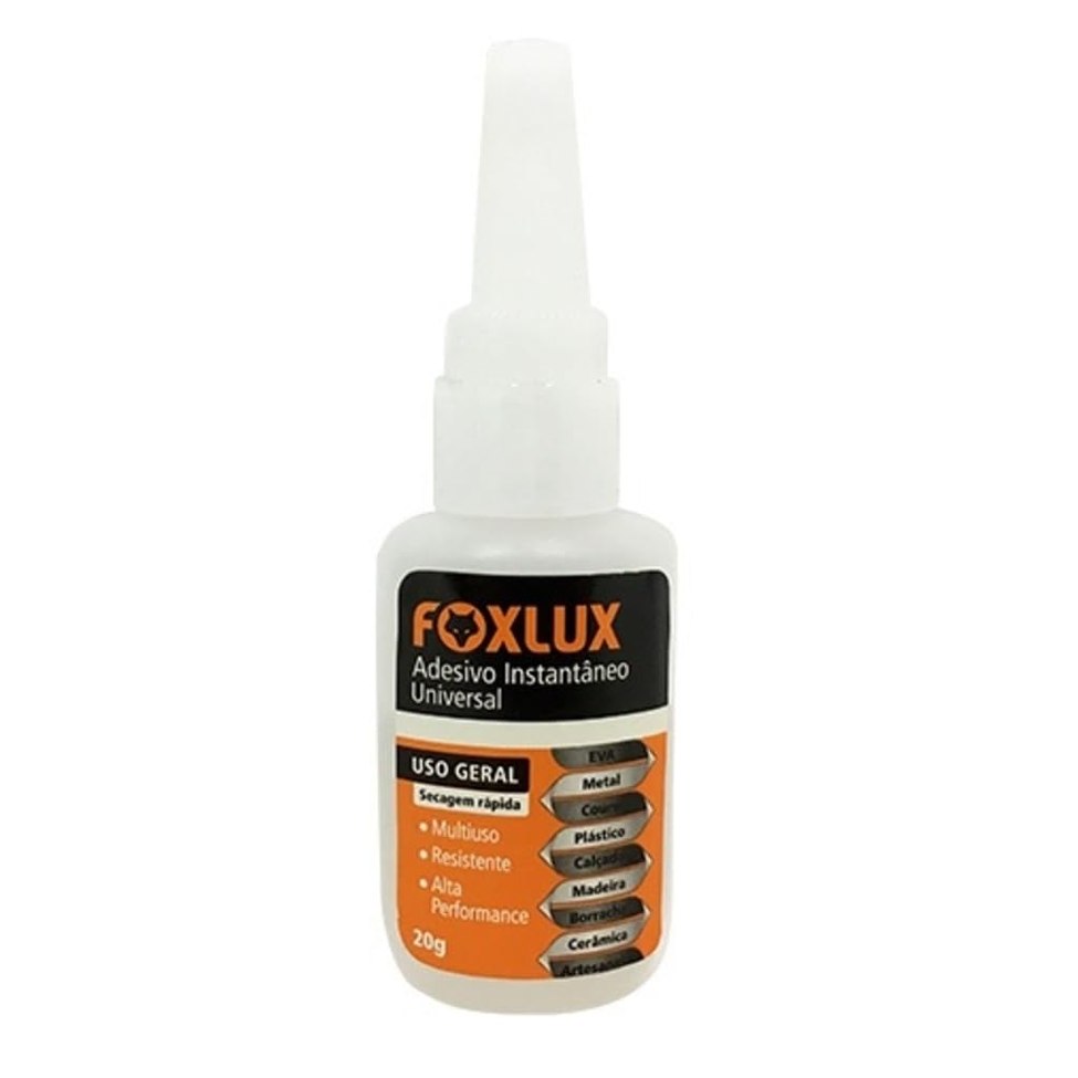 Adesivo Instantâneo Universal Foxlux 20g Cola Rápida Multiuso