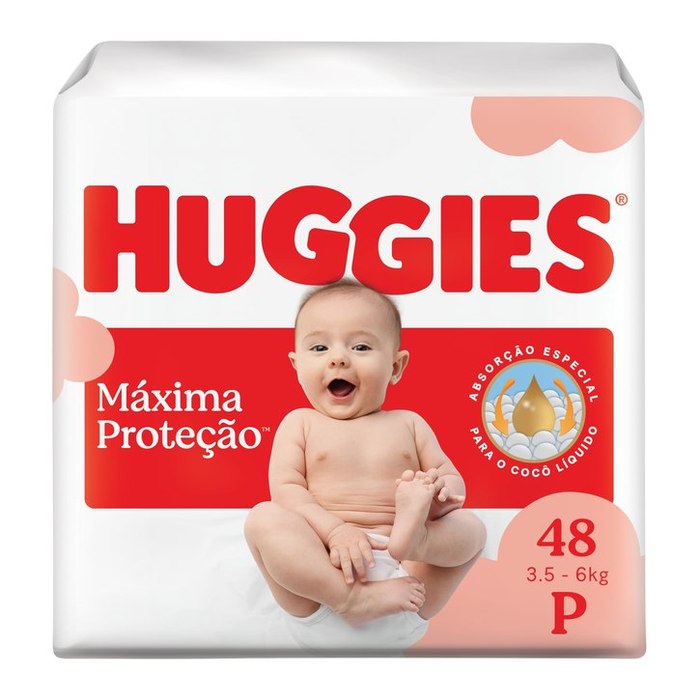 Fralda Descartável Huggies Máxima Proteção Tamanho P 48 unidades
