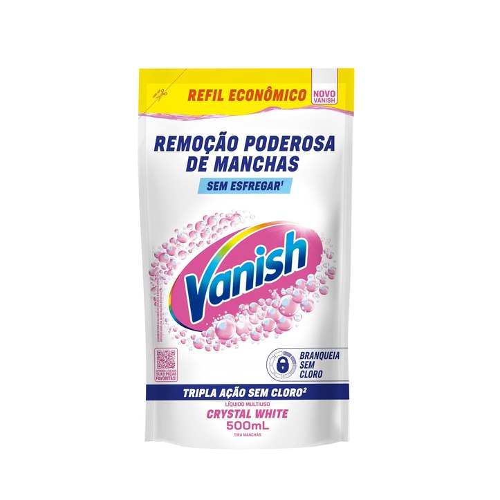 Tira Manchas Líquido Vanish White Refil 500ml para Roupas Brancas