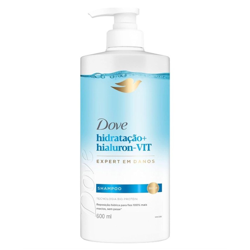 Dove Shampoo Hidratação + Hialuron-Vit 600ml Pump