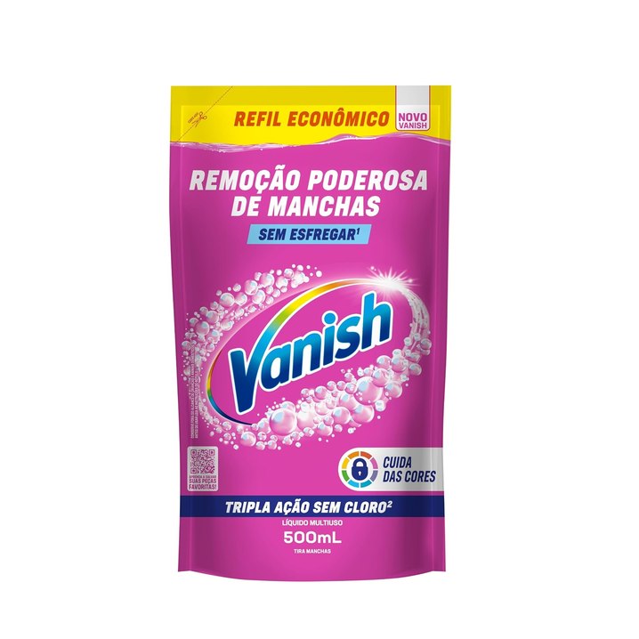 Tira Manchas Líquido Vanish Oxi Action Pink refil 500ml para Roupas Coloridas