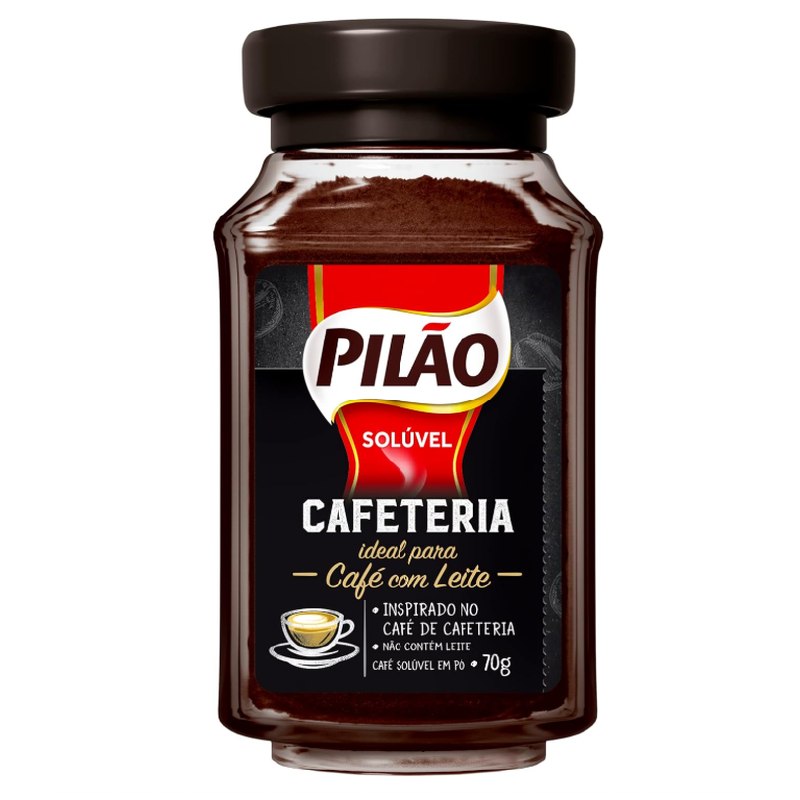 Café Solúvel em Pó Pilão Cafeteria Vidro 70g