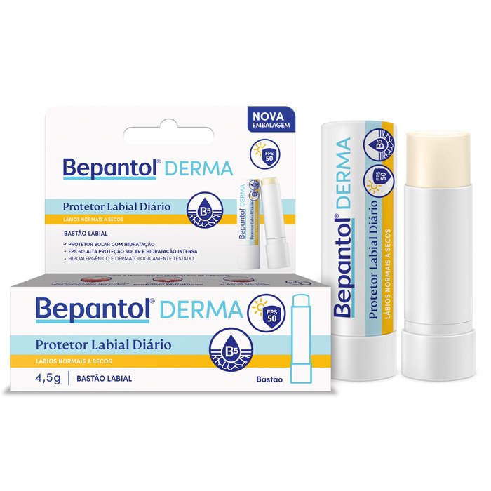 Protetor Labial Bepantol Derma Hidratante Diário FPS50 4,5g