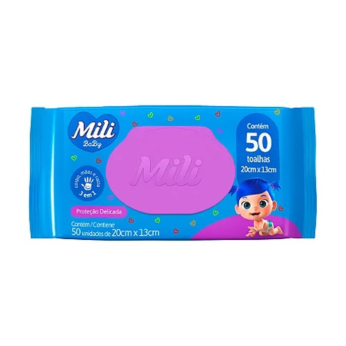 Toalhas Umedecidas Mili Baby 50 Unidades