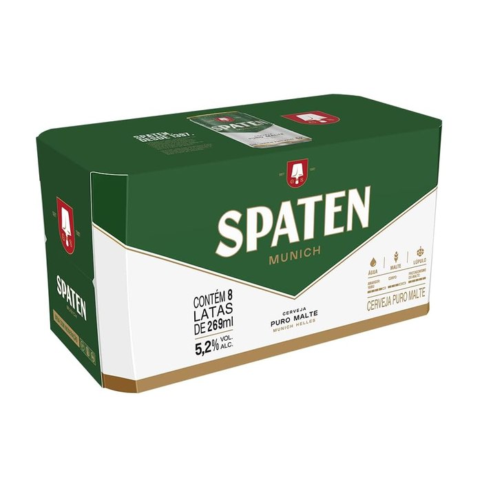 Cerveja Spaten Puro Malte Lata 269ml Pack com 8 unidades
