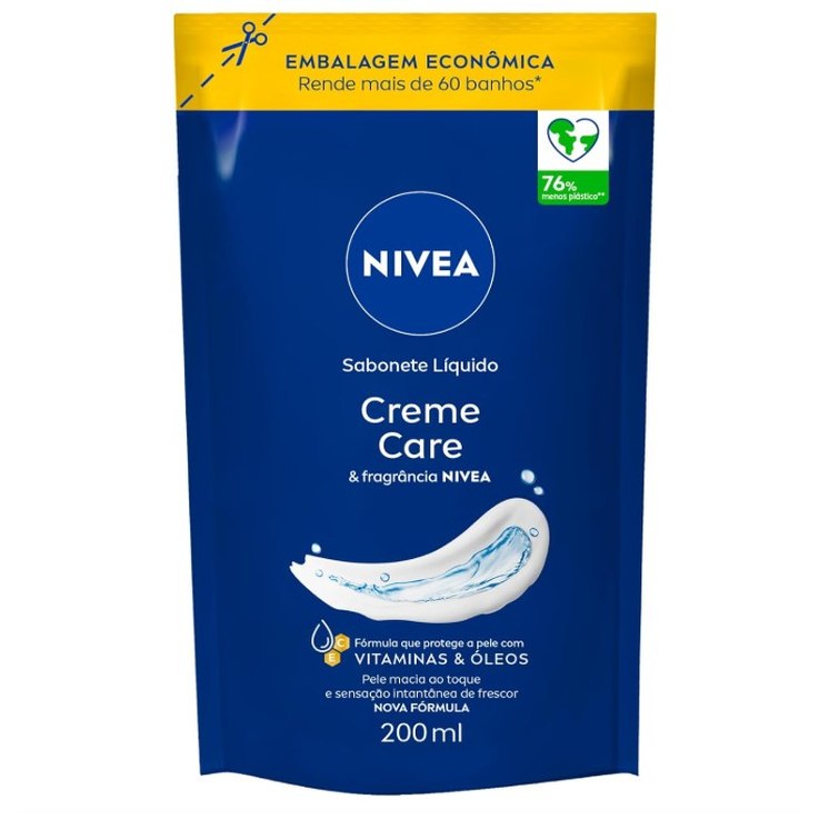 [5 UNIDADES] NIVEA Sabonete Líquido Creme Care 200ml