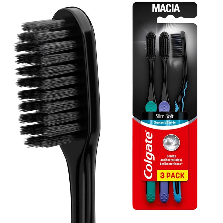 Colgate Slim Soft Black Escova de Dente Macia, 6 Unidades