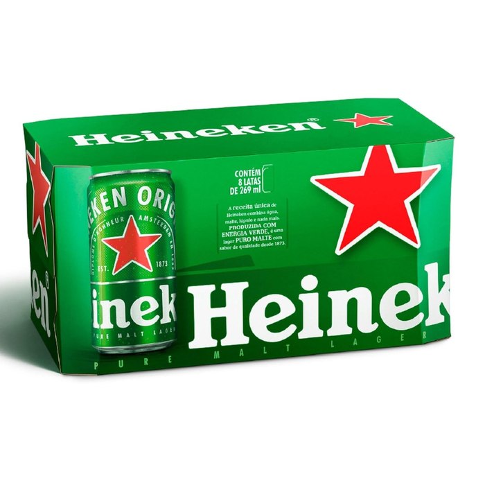 [2 UNIDADES] Heineken Cerveja Lata 269ml Pack 8 Unidades