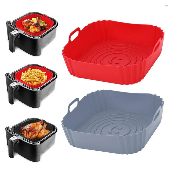 Kit 2 Formas de Silicone Quadrada para Air Fryer