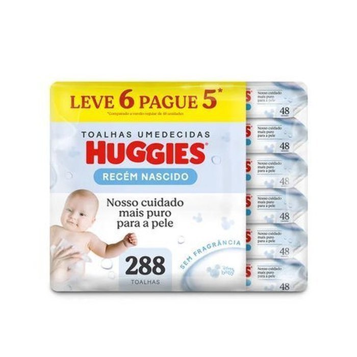 Lenços Umedecidos Huggies Recém-Nascido Sem Fragrância 6x48U