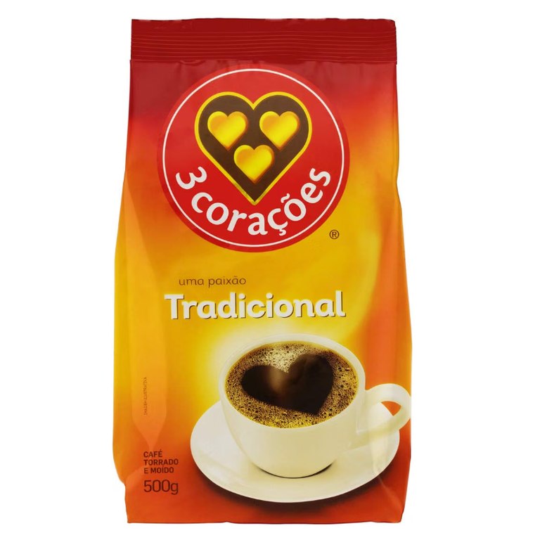 3 Corações Café Torrado E Moído Tradicional Pacote 500G