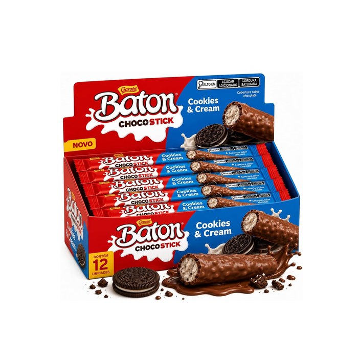Chocolate Baton Chocostick Cookies & Cream 26g 12 unidades