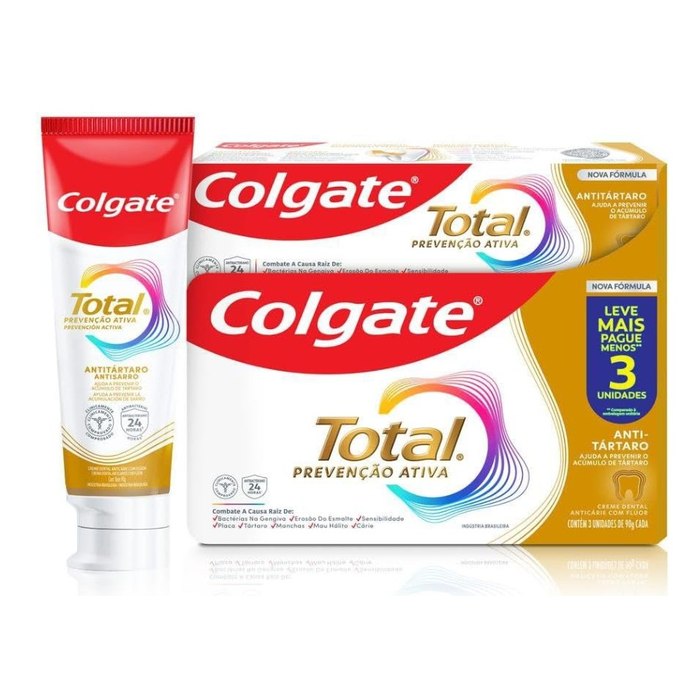 Creme Dental Colgate Total Anti Tártaro 3 unidades 90g
