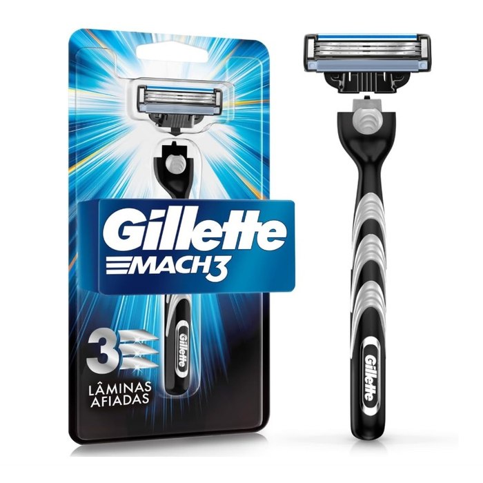 [3 UNIDADES] Gillette Mach3 Aparelho de Barbear com 3 Lâminas 1 Unidade