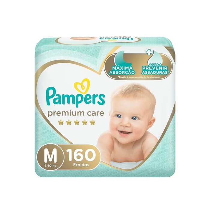 Fralda Pampers Premium Care M 160 fraldas