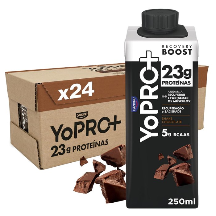 YoPRO Bebida Láctea UHT Chocolate Líquida Caixinha 250ml - 23g de Proteínas - Sem Lactose - Pack com 24 Unidades