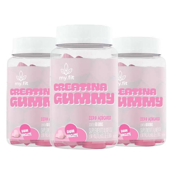 Kit 3x Creatina Gummy, Sabor Chiclete (180 Gomas)