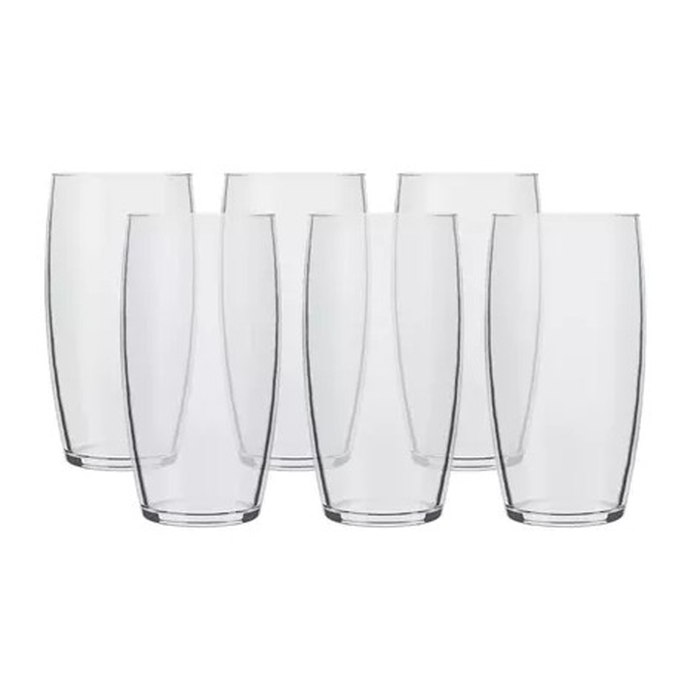 Conjunto 6 Copos Nadir Oca Long Drink de Vidro Liso 300ml