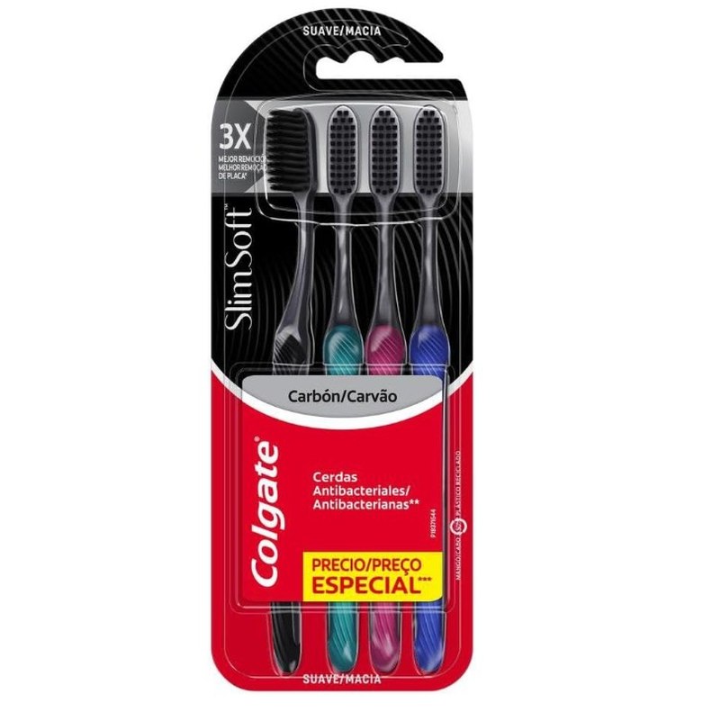 Colgate Slim Soft Black Premium Escova de Dente, 4 Unidades