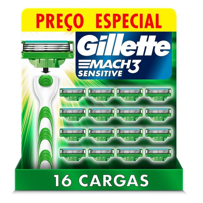 Carga para Aparelho de Barbear Gillette Mach3 Sensitive 16 unidades