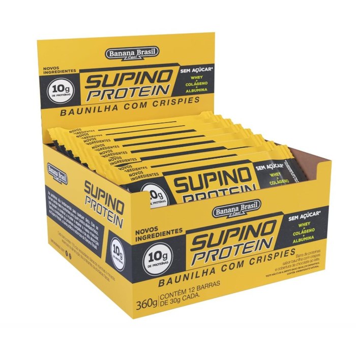 Banana Brasil Display Barra De Proteína Supino Protein Baunilha Com Crispies - 12 Unidades De 30G