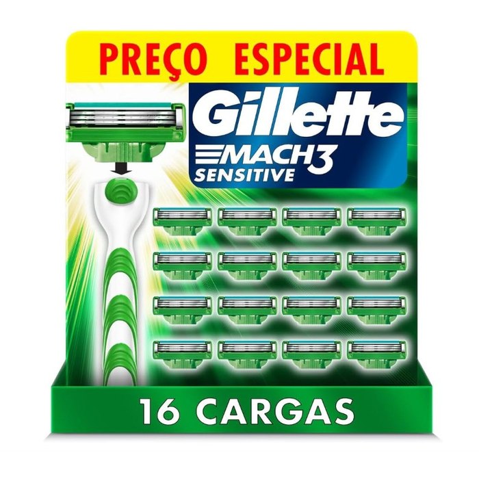 Carga para Aparelho de Barbear Gillette Mach3 Sensitive 16 unidades