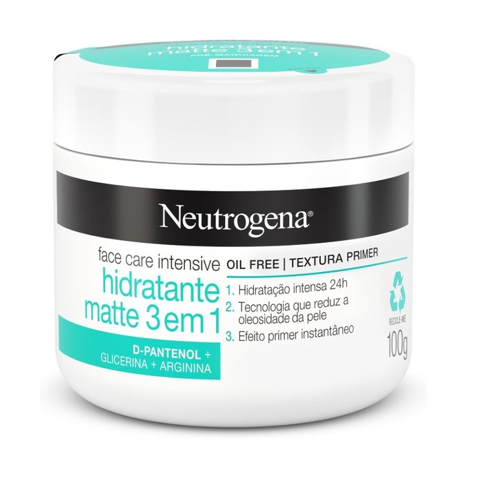 Neutrogena Hidratante Facial Matte 3 em 1 Face Care Intensive, 100g