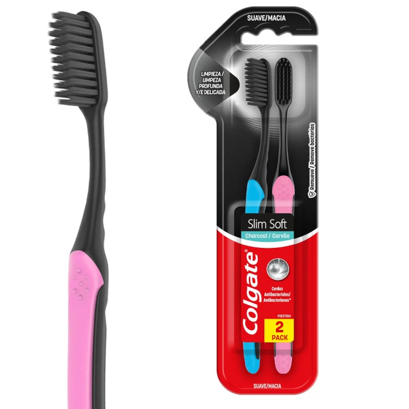 Colgate Slim Soft Black Premium Escova de Dente, 2 Unidades