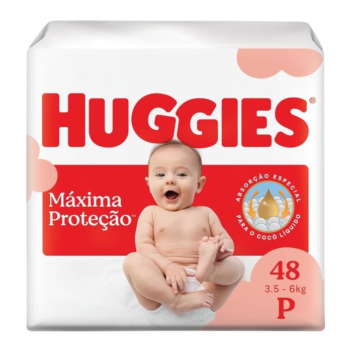 Fralda Descartável Huggies Máxima Proteção Tamanho P 48 unidades