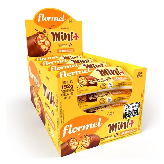 Mini Bombom com Amendoim FLORMEL Zero Açúcar, 16un