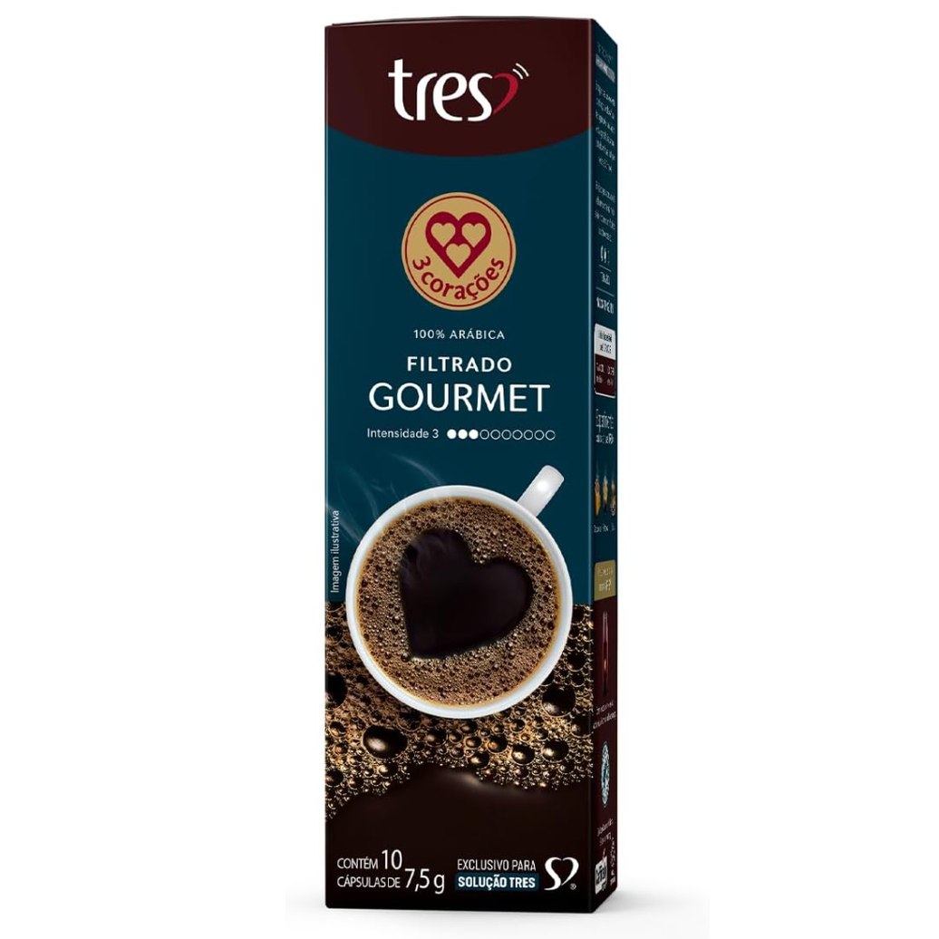 3 Corações Cápsula Café Filtrado Gourmet TRES - 10 unid