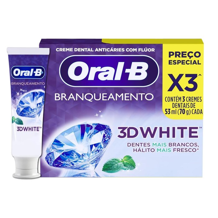 Oral-B Pasta de Dente 3D White Brilliant Fresh, 3 Unidades de 70 g