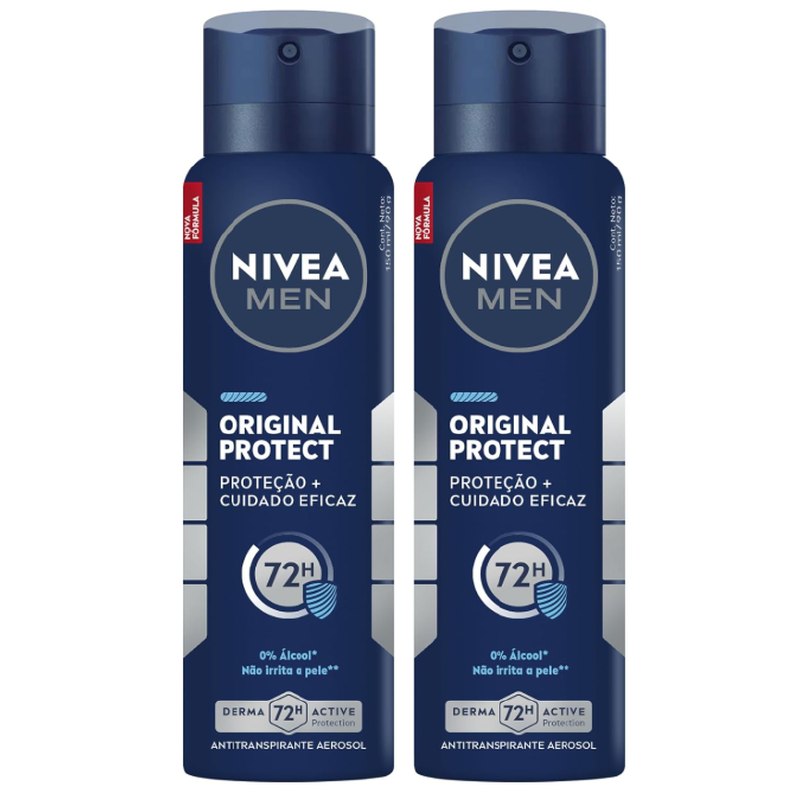 NIVEA MEN Kit Desodorante Antitranspirante Aerossol Original Protect 48h 150ml (2 unidades)