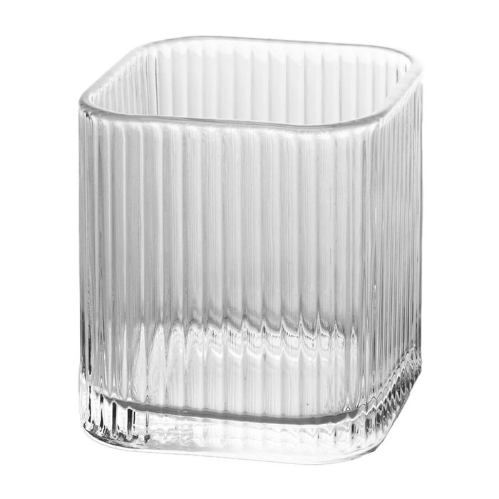 Porta Escova de Dente de Vidro Lines 8cm x 8cm x 9,5cm