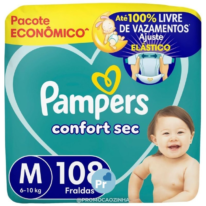 Fralda Pampers Confort Sec M com 108 Unidades