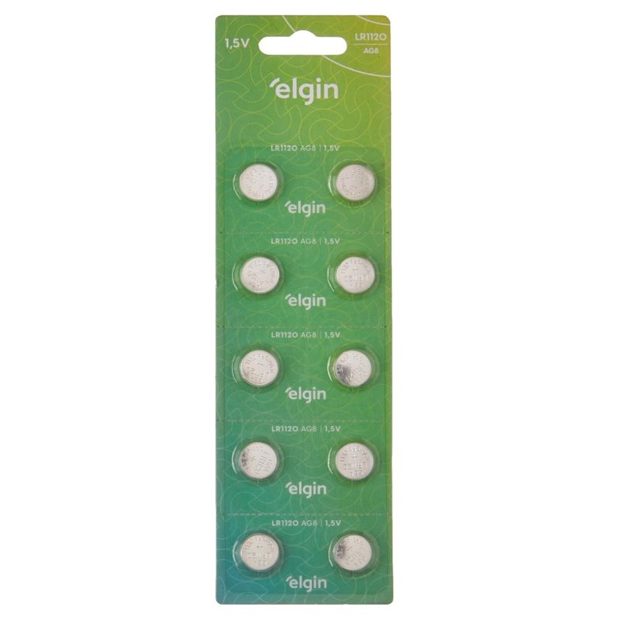 Bateria LR1120 AG8 Elgin - 1,5V Pack com 10 Unidades