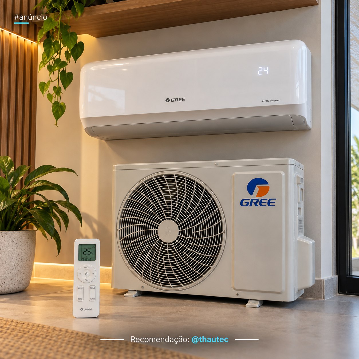 Ar Condicionado Split Hi Wall Inverter Gree G-Side 12.000 BTU/h Frio