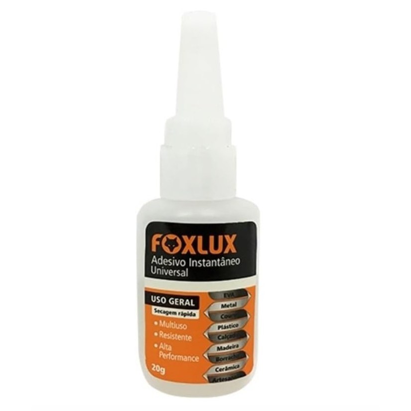 Adesivo Instantâneo Universal Foxlux 20g Cola Rápida Multiuso
