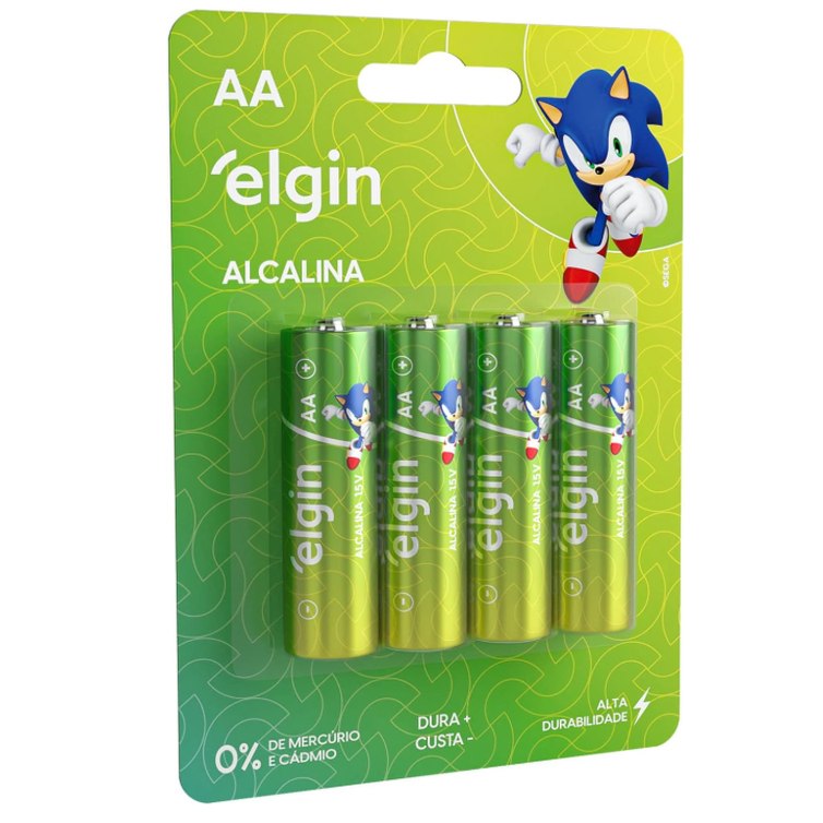 Pilha Alcalina AA Elgin com 4 unidades Comum