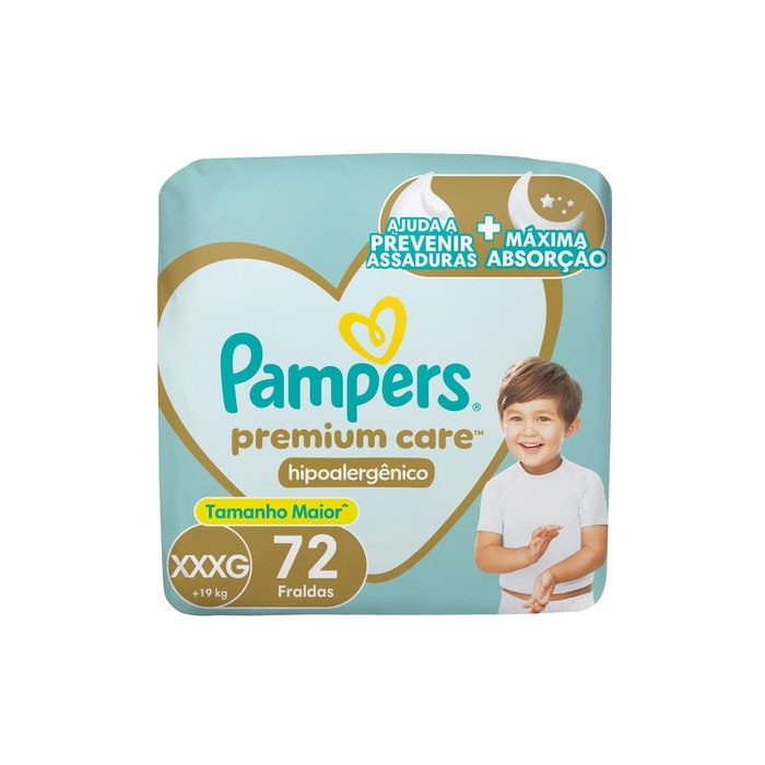 Fralda Descartável Pampers Premium Care Tamanho XXXG 72 Unidades