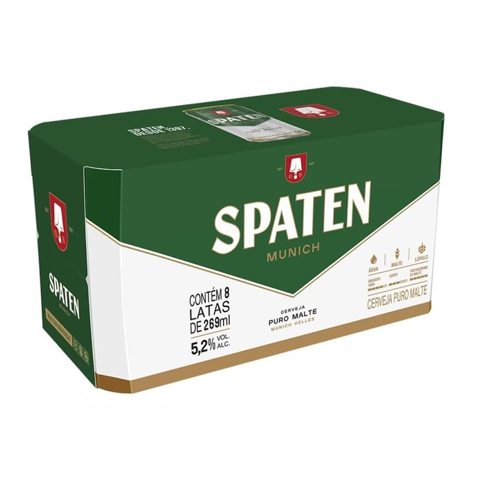 Pack Cerveja Spaten Puro Malte 269ml Lata 8 Unidades